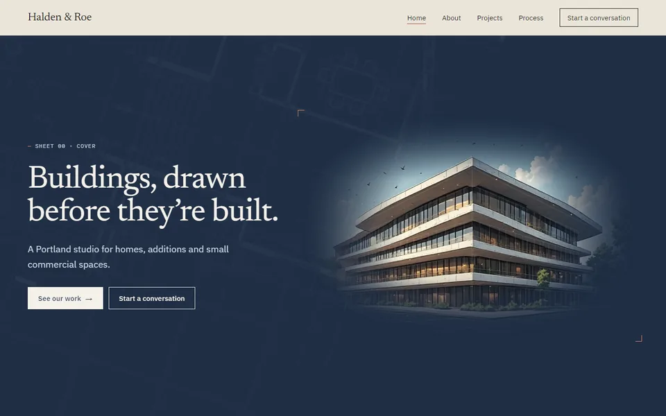 Halden & Roe architecture studio website